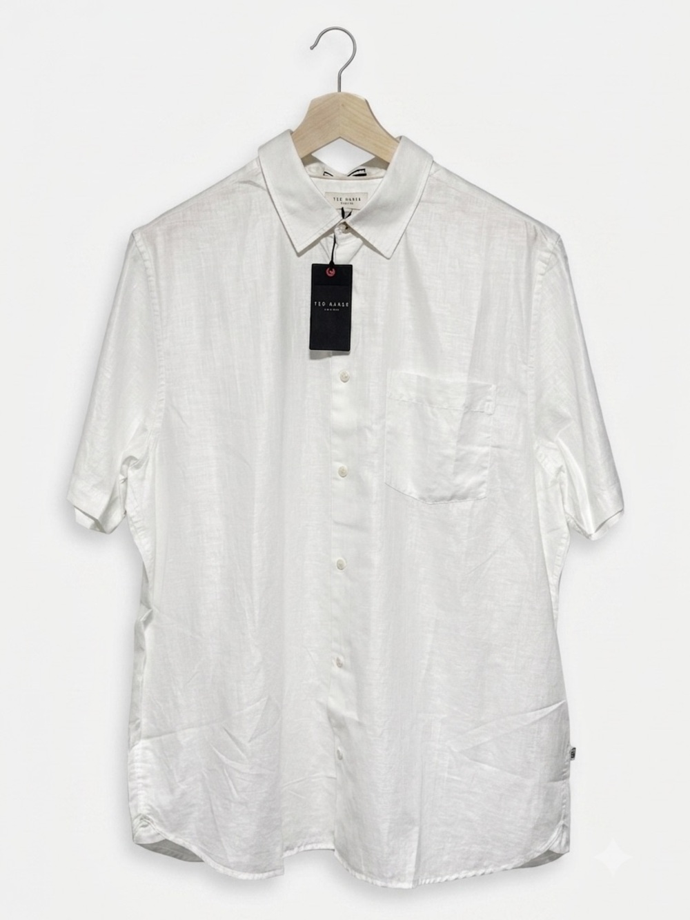 Ted Baker London MMA-KINGFRD Short Sleeve Linen Shirt in White NWT Size 6 XL